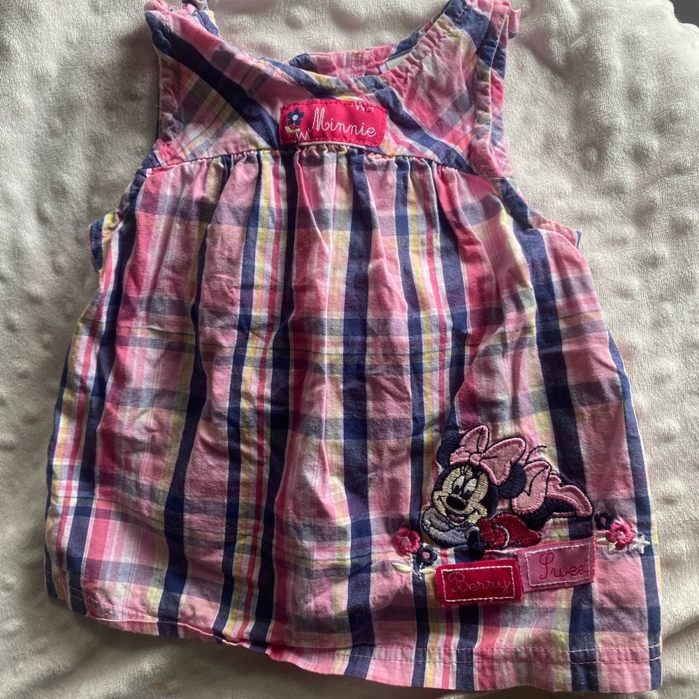 Disney Pink and Blue Plaid Baby Dress